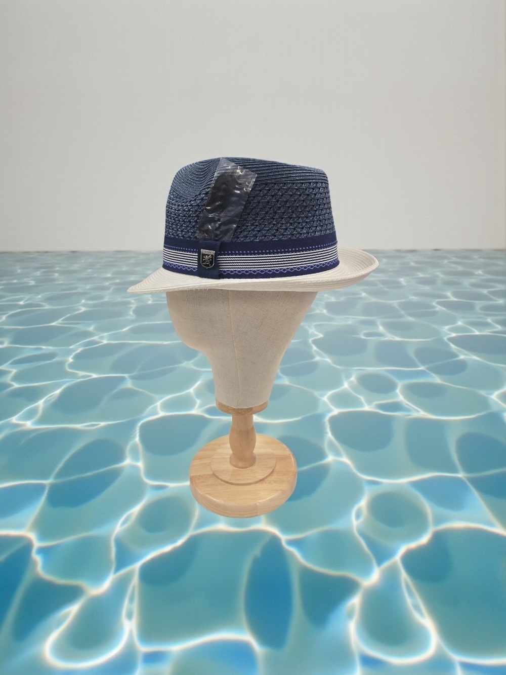 STACY ADAMS MENS "JALEN" POLY BRAIDED PINCH FRONT FEDORA HAT.